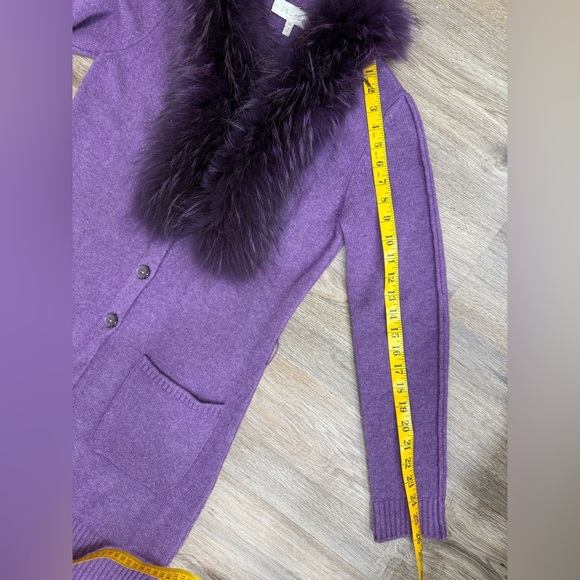 Escada Purple Wool Raccoon Fur Collar Detail Cardigan Size 34 Small - Picture 15 of 15